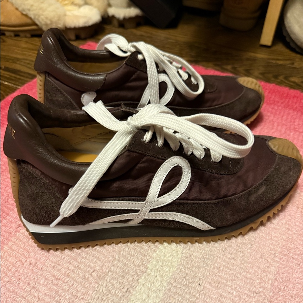 Loewe Flow Runner Nylon and Suede Sneakers in Chocolate Brown ‘Shitake Mushroom’ - Picture 13 of 16